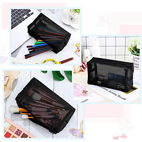Sadnyy 5 Pieces Mesh Makeup Bag Portable Travel Cosmetic Bag Black Breathable Mesh Zipper Pouch for Home Offices Travel Accessories Organizer (7.1 x 4 x 2.4 Inch)3