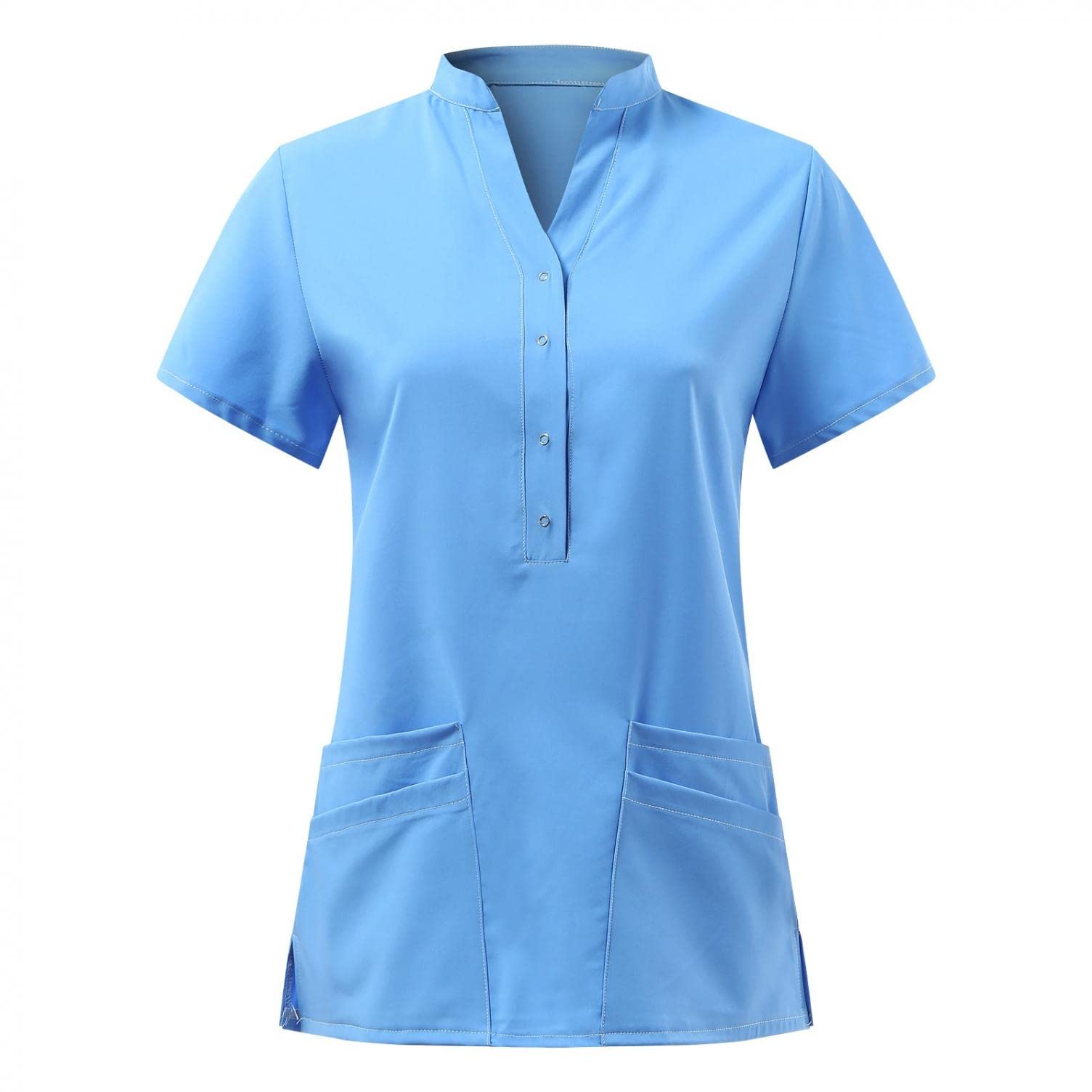 SHITOUJI Women Nurse Tops Solid V Neck Working Uniform Short Sleeve Tunic T-Shirts for Beauty Spa Tunics Nurses Workwear Plus Size Blouse