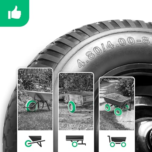 Pannensicheres Schubkarrenrad 4.80/4.00-8 mit Stahlfelge – Vollrad 400x100 für Schubkarren, kleine Gartenanhänger – Max. Belastung 150 kg – Inklusive Nylonkeile – Bohrung 20 mm – MOOVMOOV