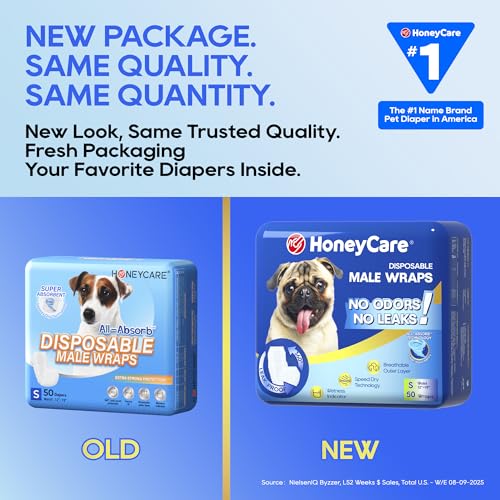 HONEY CARE All-Absorb A26 Male Dog Wrap, 50 Count, Small #1