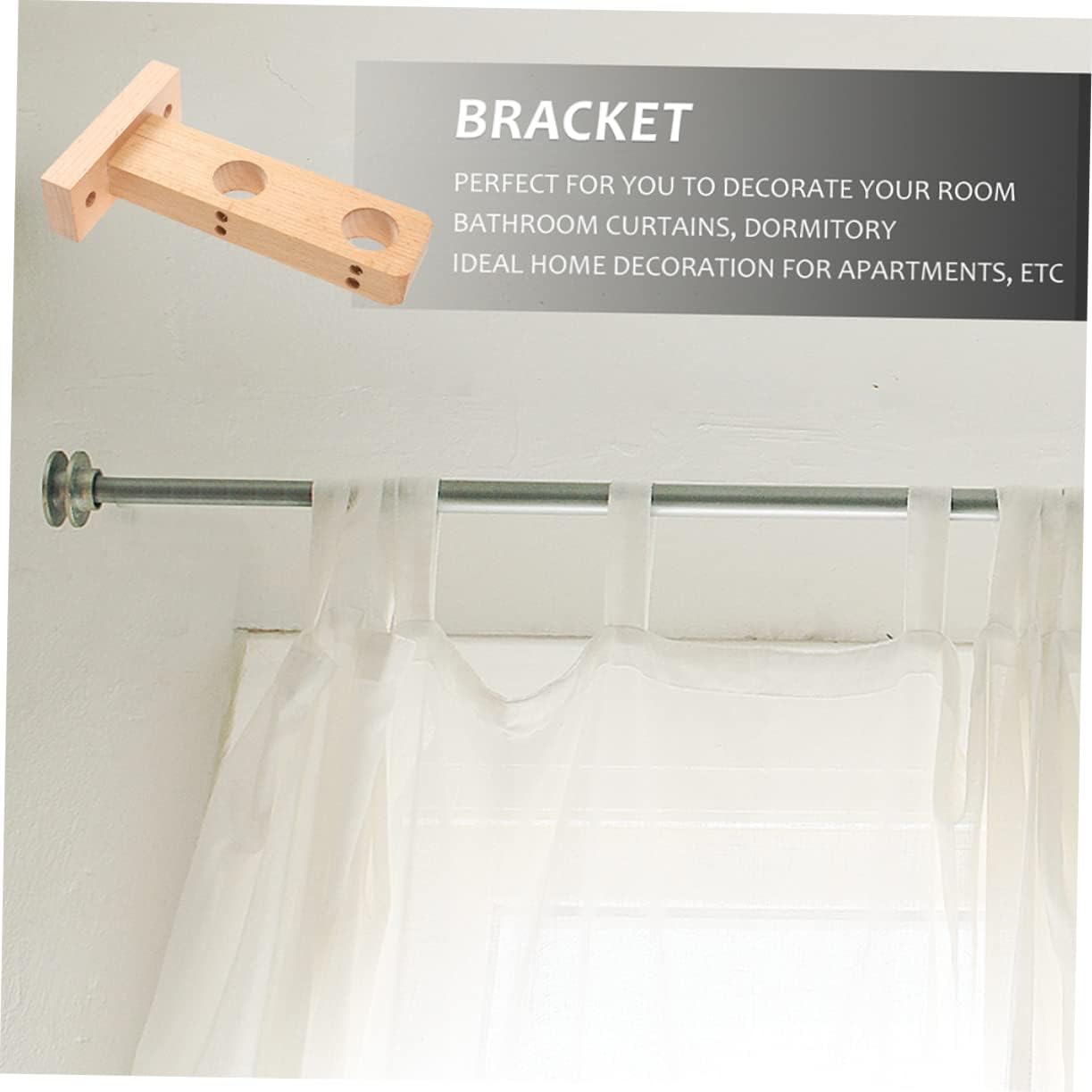 SOLUSTRE 2pcs Wooden Curtain Rod Brackets Heavy Duty Rod Holders Out Curtain Support Easy Install for Drapery
