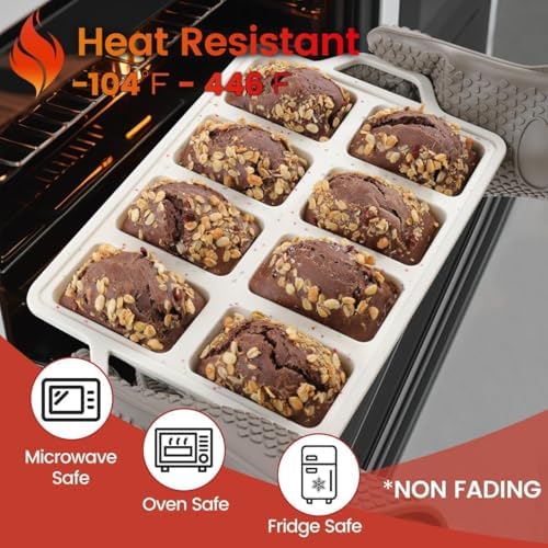 CAKETIME Mini Loaf Pans, Metal Reinforced Frame Silicone Bread Loaf Pans 8 Cavities Nonstick for Baking Cornbread, Mini Bread, Brownie, Cheesecake, Chocolate 2 Pack Confetti - Thumbnail 5