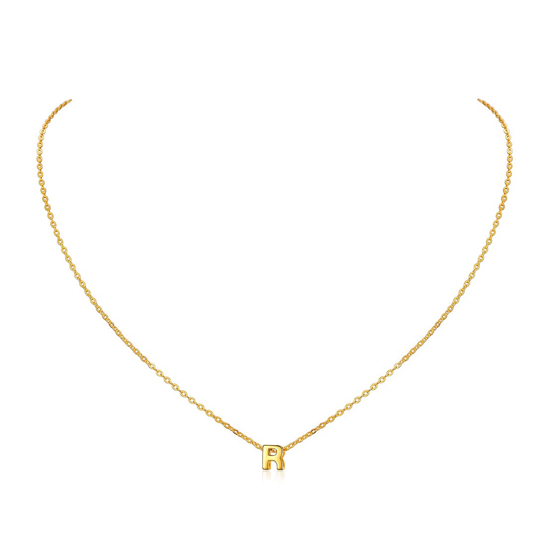ChicSilver Collar Mujer R Letra Mayúscula Oro 18K Cadena Inicial Plata 925 | Material Plata de Ley Mini Alfabeto Nombre Personalizado Joyería Minimalista Preciosa Madre Pareja Regalo Cumpleaños