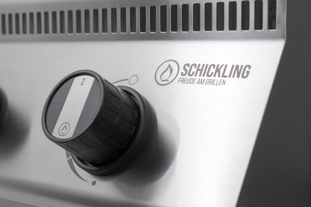 Schickling Gasgrill "Henry L - Basic" Premium BBQ Grillwagen komplett aus Edelstahl mit 3 Brennern – Made in Germany: 3-teiliger Grillrost, Fettschublade | Grillfläche: 55 x 33 cm