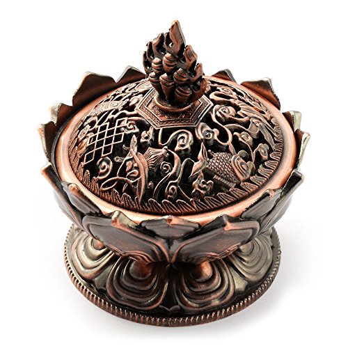 Ganzoo Räuchergefäß aus Messing mit Deckel kupferfarbenes Räucherschälchen im orientalischen Look für Kohle-Räuchern geeignet sowie für Räucherstäbchen und Räucherkegel Maße 70 x 70 x 70 mm