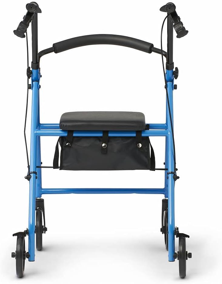 Medline Standard Steel Folding Rollator Adult Walker with Wheels, Green, 8" : Everything Else