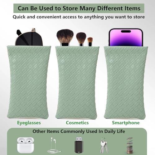 Image of 2 PCS Glasses Case, Hidden Squeeze Top Sunglasses Case, Soft Leather Eyeglass Case Portable Glasses Pouch for Women Men