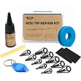 9KM DWLIFE Fishing Rod Tip Repair Kit with Glue, Black Stainless Steel, Fishing Rod Epoxy Wear Resistant Ceramic Ring, Fishing Pole Tip Replacement (10Pcs-Black（UV-Set）)