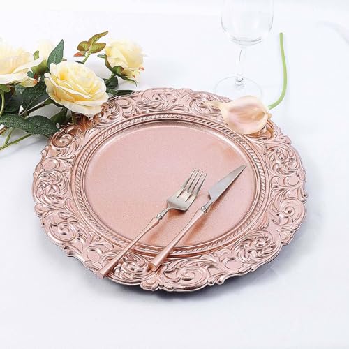 Platos decorativos desechables rosado oro 14" x12 miniatura 7