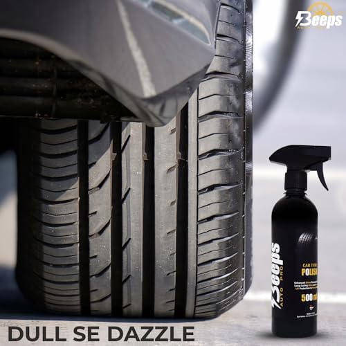 Image of Polish, 500ml, Long-Lasting Tyre Gloss for Car Bike Scooter, High Gloss Prevents Fading & Cracks, Gives Lustrous Dark, Non-Greasy Super Black Shine (Tyre Polish)