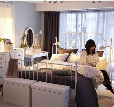 Ikea Leirvik Bed Frame White Full Size Iron Metal Country Style