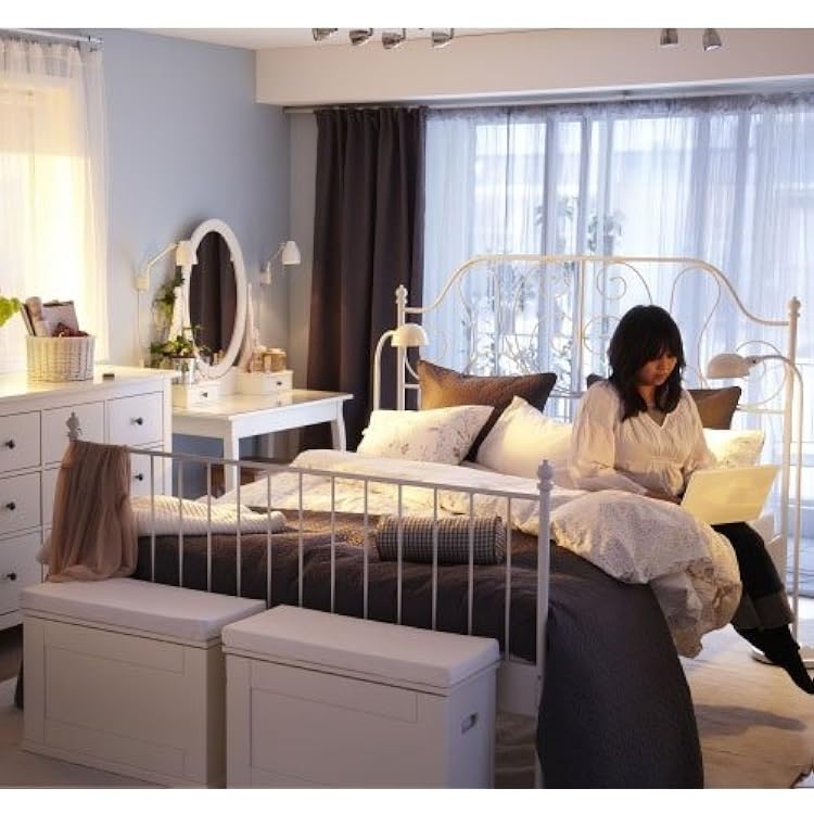 إطار سرير Ikea Leirvik أبيض بالحجم الكامل معدن حديد نمط البلد