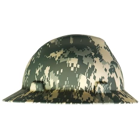 MSA 10104254 Freedom Series V-Gard Full-Brim Hard Hat With Fas-Trac III Ratchet Suspension | Polyethylene Shell, Self Adjusting Crown Straps - Standard Size in American Camouflage