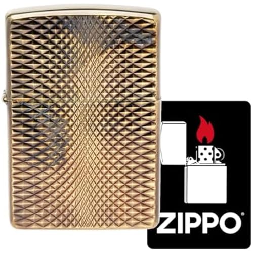 ジッポー(Zippo) オイルライター 特製ステッカー付き フリント 真鍮製 両面加工 ダイヤモンドカット アンティーク加工 A・D/C(A)