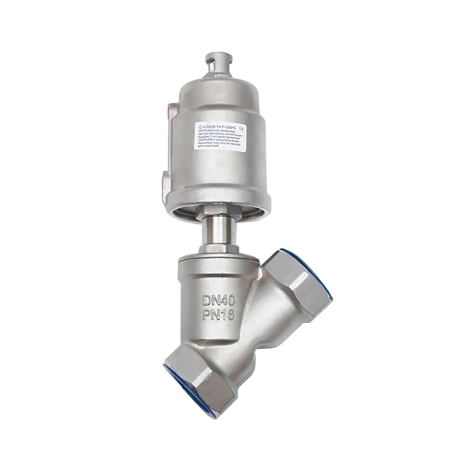 ITFOWIYD DN40 Stainless Steel Pneumatic Seat Valve 16bar Normally Closed Pneumatic Actuator Angle Seat Valves(OPEN-DOUBLE ACTING)
