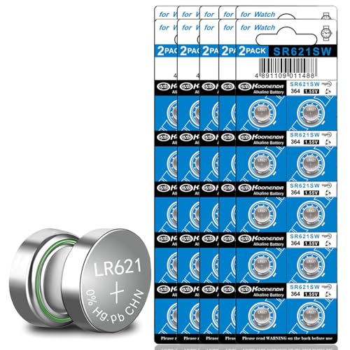 hunbath 100 Packs SR621SW 364 AG1 Watch Battery 1.55V 364A LR621 SR621 LR60 SR60 164 Alkaline Button Cell Batteries for Knife Flashlight, Watches, Toys