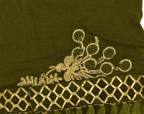 Image of YOUTHQUAKE Heavy Embroidered Work Chiffon Dupatta for Womens & Girls With Fancy Lace