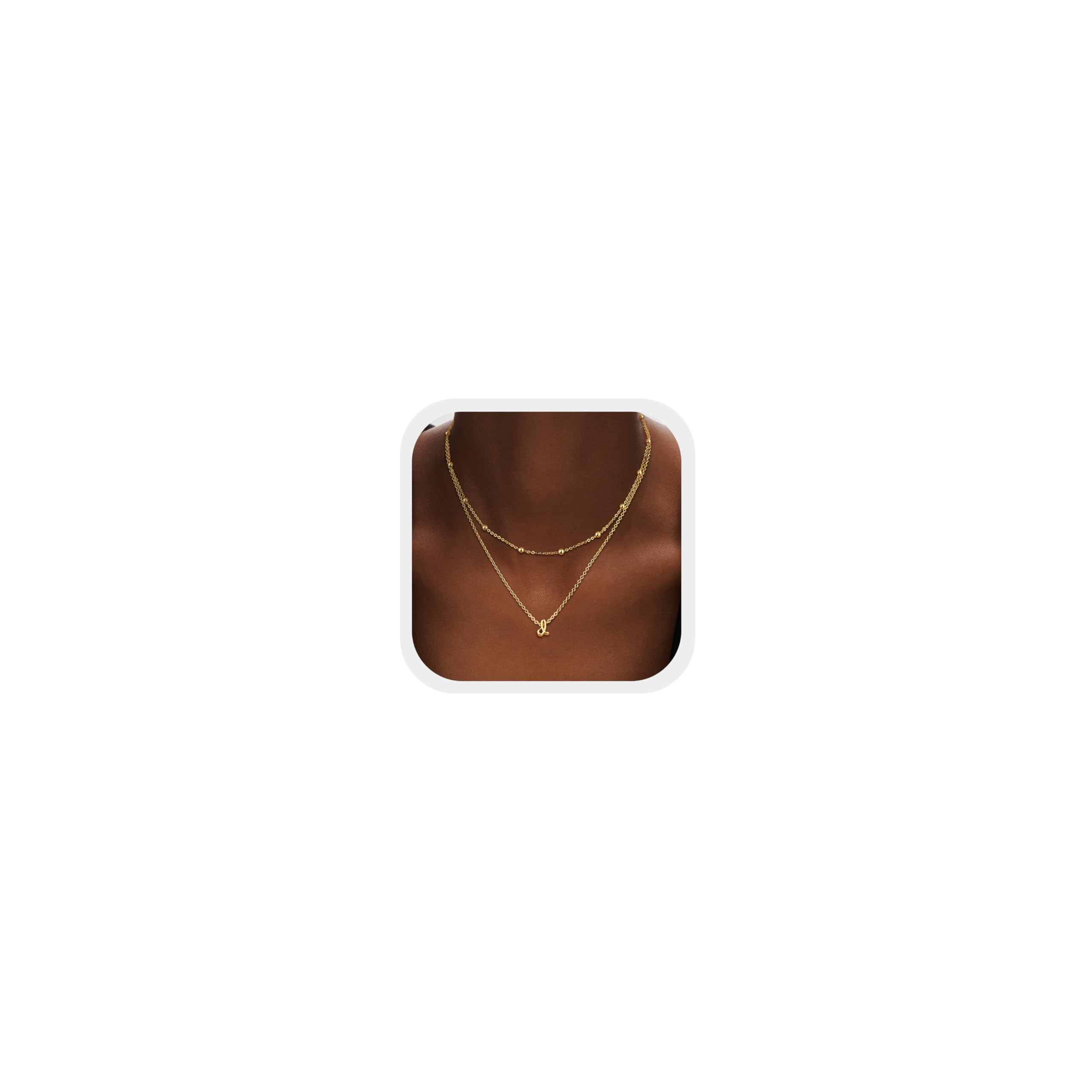 HHRFCS 18K Gold geschichtete Initialen-Halsketten für Frauen und Mädchen, personalisierte Halskette, Anhänger, Namenskette, Kette, Perlen-Choker, Gold-Halskette für Frauen, Schmuck, Geschenke,