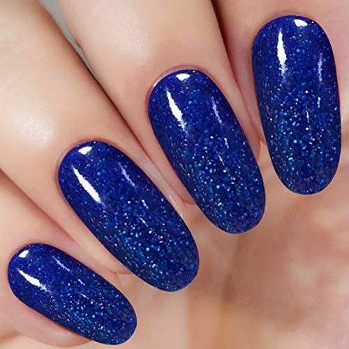 Blue Glitter Gel Dip Powder 1 Ounce/28g (added vitamin) I.B.N Nail Dipping Powder Colors, No UV LED Lamp Required (DIP 054)