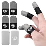 Sibba 2 Pairs Silver Fiber Gaming Thumb Sleeves, Ultra Thin Seamless Touchscreen Finger Covers, Anti Sweat Breathable Sensitive Fit for Mobile Game Controller Tablet Devices