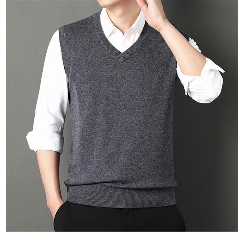 Men's Thickened Wool Knitted Vest Business Casual Solid Sleeveless Formal Vest Pullover2