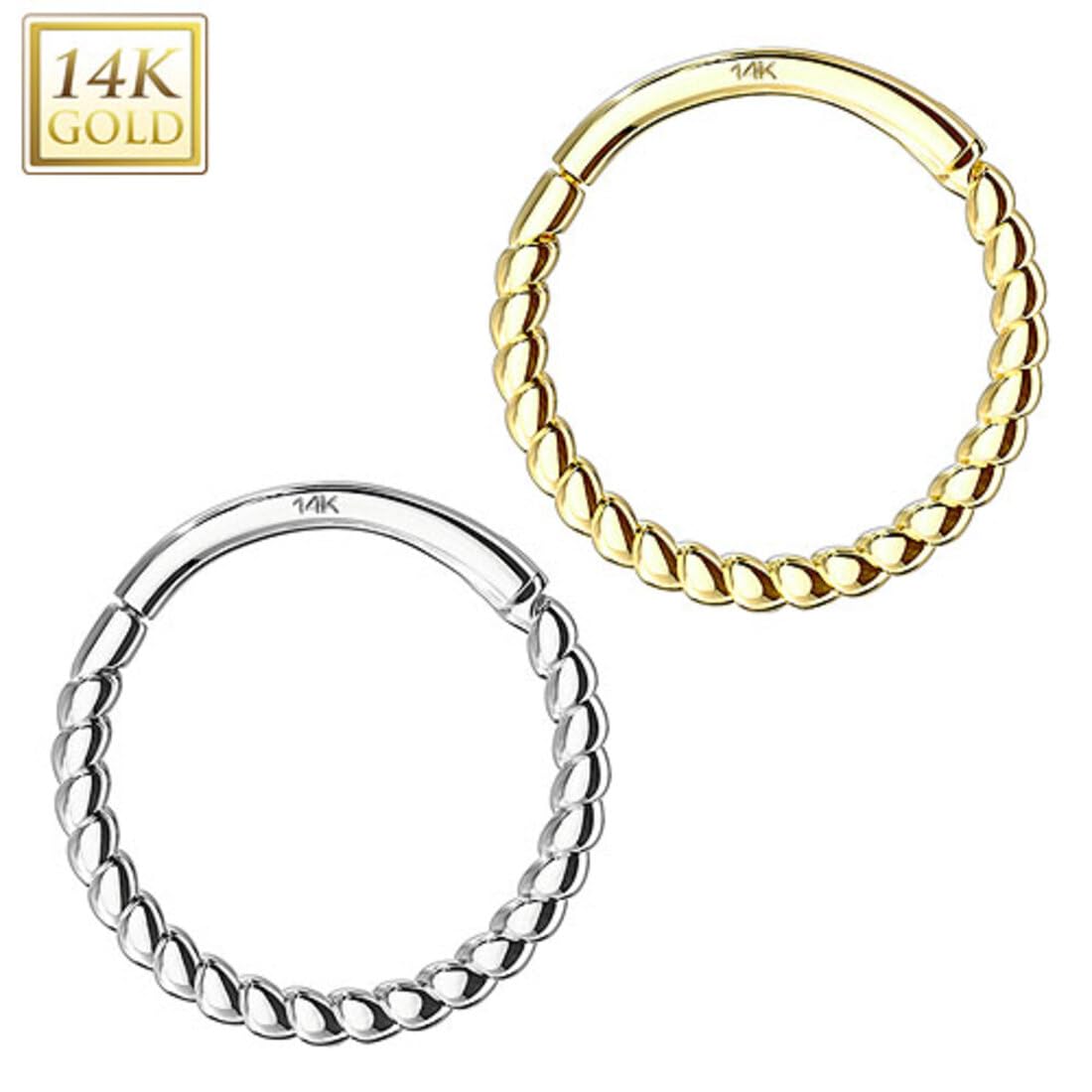 Piercing Ring Septum Nasenpiercing Nasenring Ohrpiercing Ohr Nase 585 Gold 14 Karat Universal Nasen Clicker Geflochten