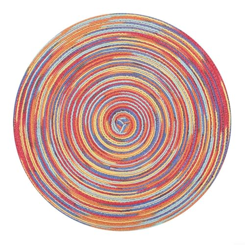 Set mit 6 handgefertigten, runden Platzsets, 30 cm, gewebte Tischsets für stilvolle Esszimmer-Dekoration (Farbe)