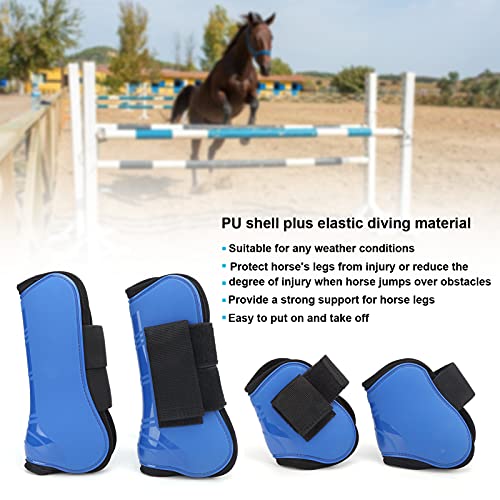 1 Peça Com 4 Conjuntos de Botas de Tendão de Cavalo – Bota de Fetlock Frontal Aberta Em PU Com Alças