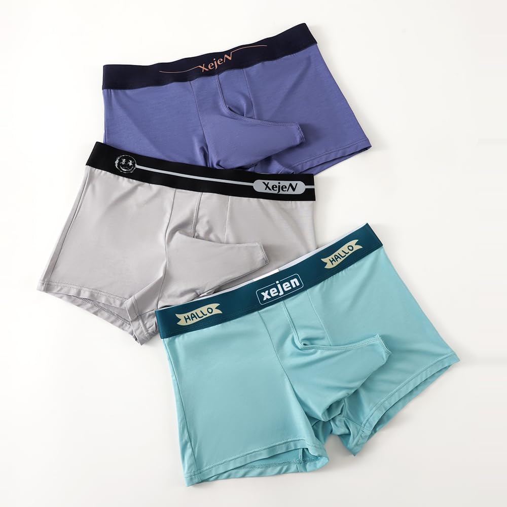 Men's Boxer Briefs, Ice Silk Breathable Underwear, Rayon Blend, 4-Pack, Moisture Wicking, Ergonomic Design - Image 4