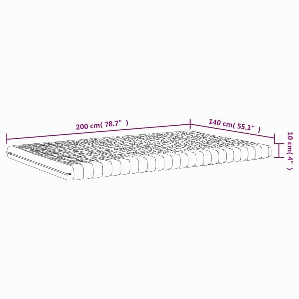 vidaXL Schaumstoffmatratze Weiß 140x200 cm 7-Zonen Härtegrad 20 ILD