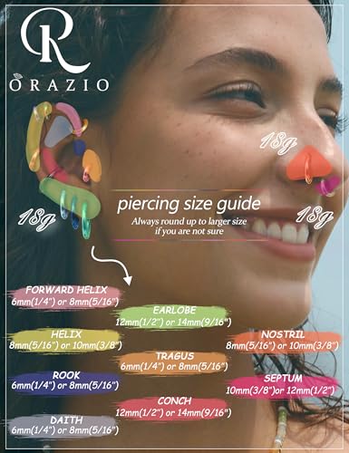 ORAIZO 12Pairs 316L Surgical Stainless Steel Small Hoop Earrings for Men Women Hypoallergenic Huggie Hoops Cartilage Helix Tragus Lobes Hinged Sleeper Hoop Earrings Set 18G 6mm/8mm/10mm/12mm/14mm2