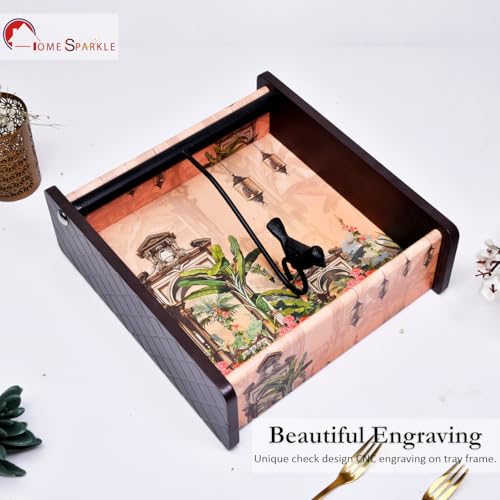 Image of Home Sparkle Napkin Storage 1 Pack | Brown | Table Napkin Holder Tray for Indoor & Outdoor Use | Kitchen, Dining, Restaurant & Home Decor Accessories(C6V5)