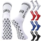 4 Paare Fußball Socken Jungen Grip Socken Fussball Anti Rutsch Kinder Fußballsocken Rutschfeste Sportsocken für Fussball Basketball Laufen Rugby Tennis, 4 Farben, 31-34