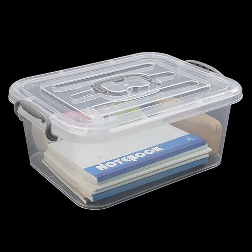 Miniatura 6 de Paquete de 2 cajas de almacenamiento de plástico, contenedor de almacenamiento transparente con tapasasas, 8 L