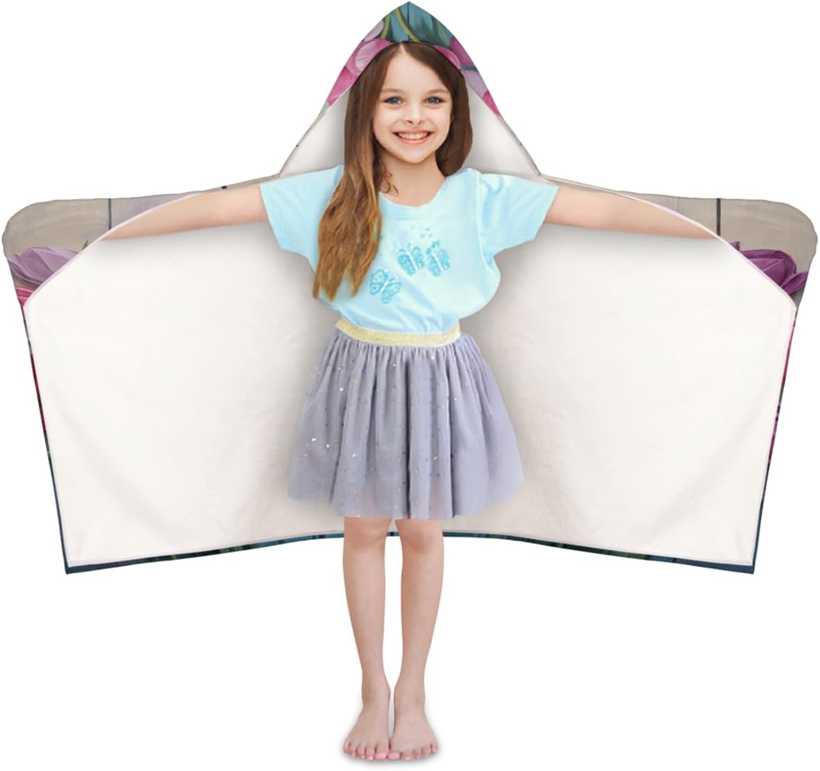 Pardick Kids Bath Towel Color Plant Beach Towel with Hood Pool Cover Up for Girls Boys Soft Absorbent Hooded Bath Towel Toddler Towels for Beach, Pool