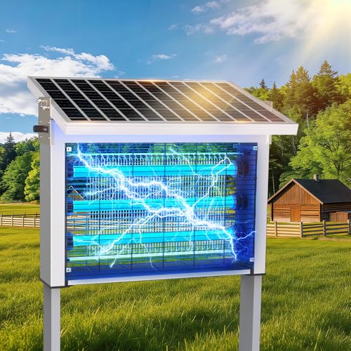Image of Heavy-Duty Large Solar Bug Zapper Outdoor for 1 /4 Arce with 30W Solar Panel | Aluminum Rechargeable Solar Zapper with High Powered, Waterproof Solar Bug Zapper for Patio Garden Backyard Farm Large Places