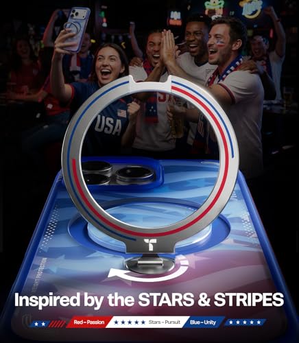 Image of TORRAS World Cup Spirit Inspired, Football Limited Edition Ostand Q3 Air for iPhone 16 Pro Case & 360 Magnetic Stand, Fit for MagSafe, Mil-Grade Drop Tested, Camera Control Button, Starlight