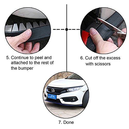 Runmade 2.5 Meters Universal Front Bumper Spoiler Bumper Lip Splitter Body Spoiler Valance Chin Black #TOP7