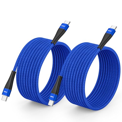 Image of Extra Long USB C to USB C Cable 15FT 2Pack 100W USBC Charger Fast Charging Cord Braided, Type C Cable for iPhone 17 Pro Max, 16 /15, iPad Pro /Air /Mini, MacBook, Samsung, Android Phones, Tablet & Laptop