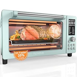 Nuwave Bravo Pro Smart Air Fryer Toaster Oven Combo, Airfryer Convection Oven Countertop, 12-in-1 Functions with Quicker & Even Crisp Technology, 1800W, 50-450°F, PFAS-Free, 21QT, Mint