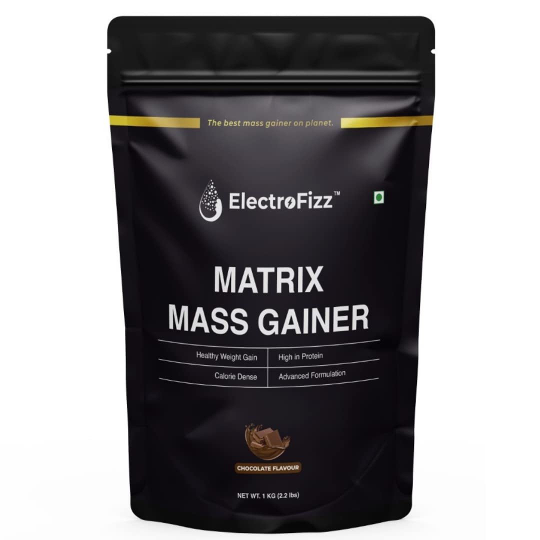 ElectroFizz Matrix Mass Gainer | Weight Gainer with 25+ Essential Vitamins & Minerals, 3gm Creatine, 12gm Protein, 69gm Carbs and 365 Calories -1kg, 30 Servings (Chocolate)(Powder) ElectroFizz Matrix Mass Gainer | Weight Gainer with 25+ Essential Vitamins & Minerals, 3gm Creatine, 12gm Protein, 69gm Carbs and 365 Calories -1kg, 30 Servings (Chocolate)(Powder)