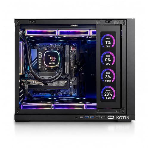 Image of KOTIN Prebuilt Gaming PC, Ryzen 7 9700X, 32GB DDR5, RTX 5060 8GB, 1TB SSD | 360mm Liquid Cooled Gaming Desktop, 11.3in Smart Display, 650W 80+ Gold PSU, WiFi 7, Assembled in USA, Windows 11 ARGB Tower