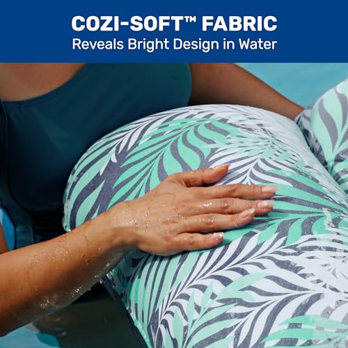 Aqua Contour Cooling Pool Float Lounge – 18-Pocket, Inflatable Pool Floats for Adults – Teal Ferns