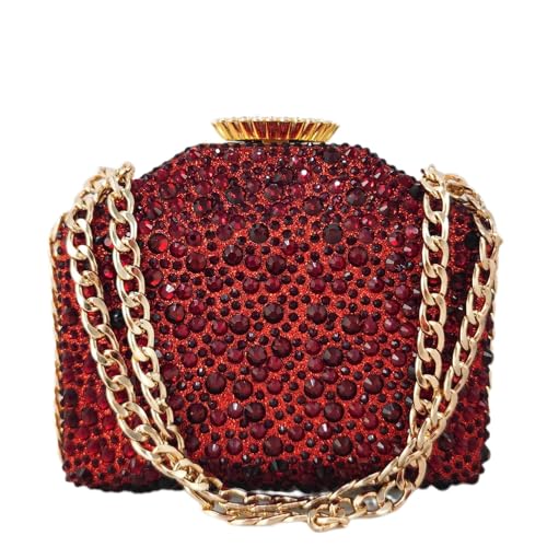 Mini pochettes en métal et cristal rouge vin pour femme chic