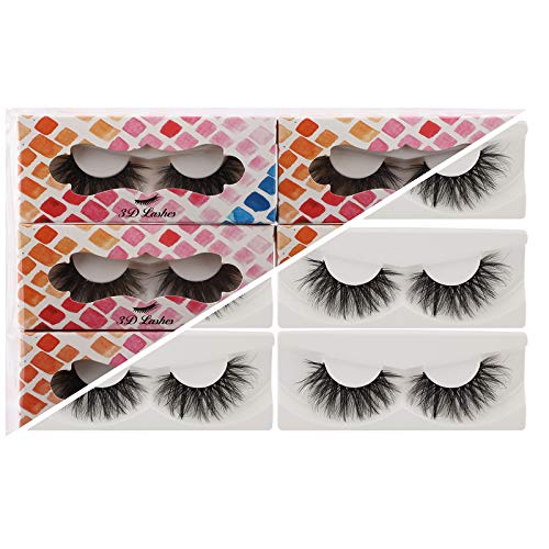 PLEELL False Eyelashes Pack Professional Reusable 5D Mink Lashes - Natural Thick Fluffy Fake Eyelashes Faux Mink Lashes Pack