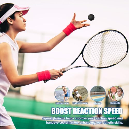 Gatuida Squash Bälle: 4 Stück Squashbälle Doppelgelb Punkte, Einzelne Gelbe Rote, Blaue Punkte Schwarz Sprungbälle für Training und Übung Indoor Racket Sport