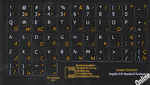 Pegatinas de Teclado Negro Tradicional Español miniatura 2