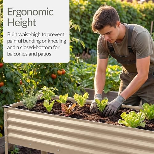 Image of Best Choice Products 48x24x30in Galvanized Raised Garden Bed, Metal Elevated Planter Box, Vegetable Garden for Backyard, Patio, Balcony - Beige