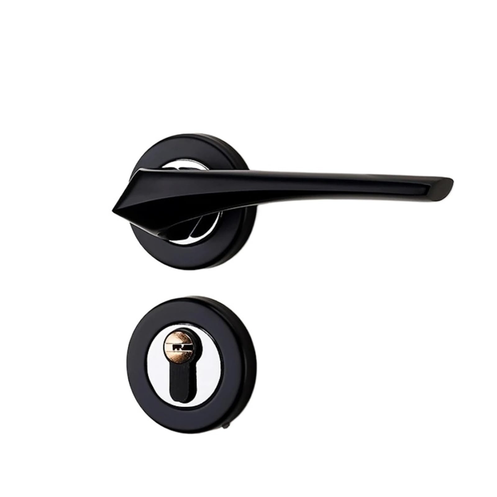 Sjloynwq Black Door Locks Interior Solid Wood Door Silent Handle Lock(Black)