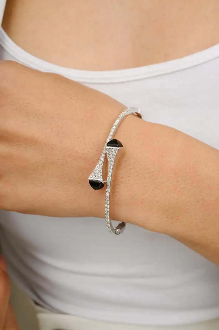 VR Jewels 18k White Gold 1.19 CTW Certified Diamond Bangle Bracelet Gift for Her- Cuff Bracelet For Women- Sparkling Diamond Bracelet Gift- Graduation Gift